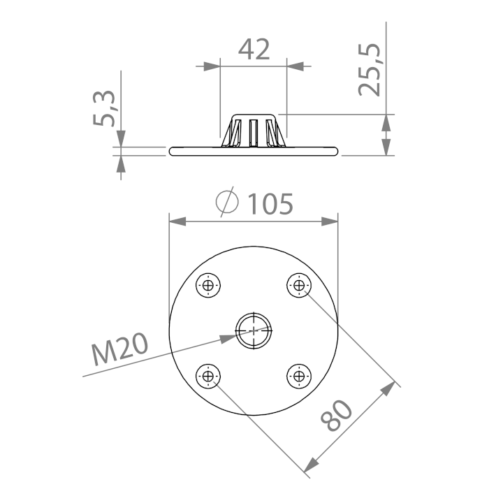 Adam Hall Sub-mount M20 Thread Top-Hat - Image 3